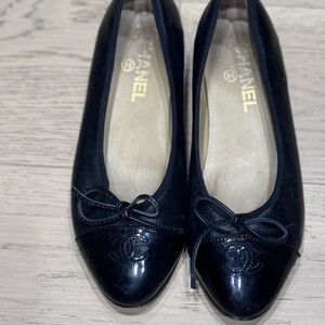 Chanel Black Flats with Bow Detail